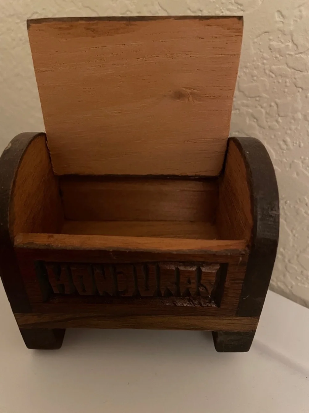 Vintage Small Hand-Carved Wooden Trinket Box - Brown from HONDURAS